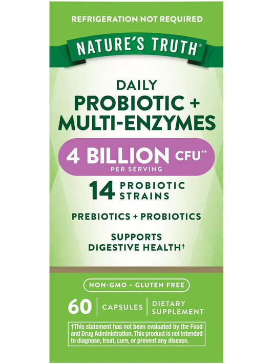 Nature's Truth Probiotika mit Enzymen | 60 Kapseln | Für Männer und Frauen | Nicht-GVO & Glutenfrei Verdauungsergänzung