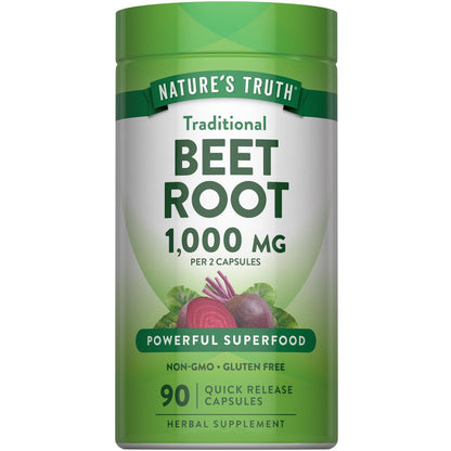 Nature's Truth Rote Bete Kapseln | 1000 mg | 90 Kapseln | Kräuterextrakt | Glutenfrei & Nicht-GMO Nahrungsergänzungsmittel