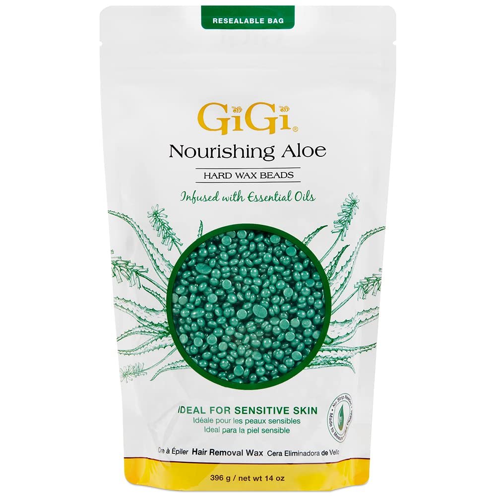 GiGi Hard Wachsperlen für empfindliche Haut – mit pflegendem Aloe Vera, für Gesicht, Körper, Bikini und Brazilian Waxing, 396 g (14 oz)
