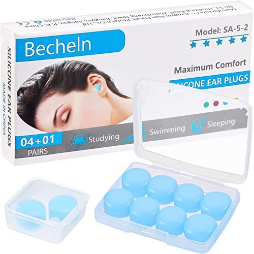 Wiederverwendbare Silikon-Ohrstöpsel, wasserdicht, geräuschunterdrückend für Schlafen, Rasenmähen, Schwimmen, Flugzeuge, Konzerte - 10er-Pack Blau