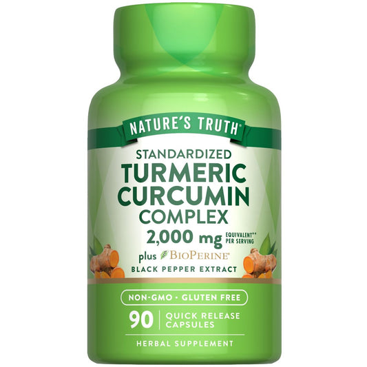 Nature's Truth Kurkuma Curcumin Kapseln | mit 95% standardisierten Curcuminoiden & Bioperin | 90 Kapseln | Non-GMO & Glutenfrei