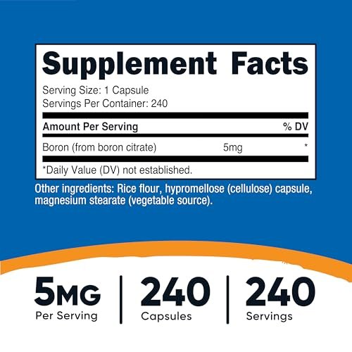 Nutricost Boron Kapseln 5mg, 240 vegetarische Kapseln – Glutenfrei und Nicht-GVO