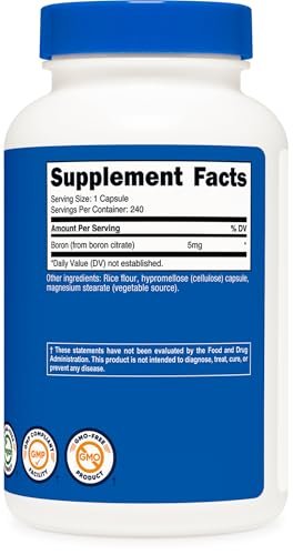 Nutricost Boron Kapseln 5mg, 240 vegetarische Kapseln – Glutenfrei und Nicht-GVO