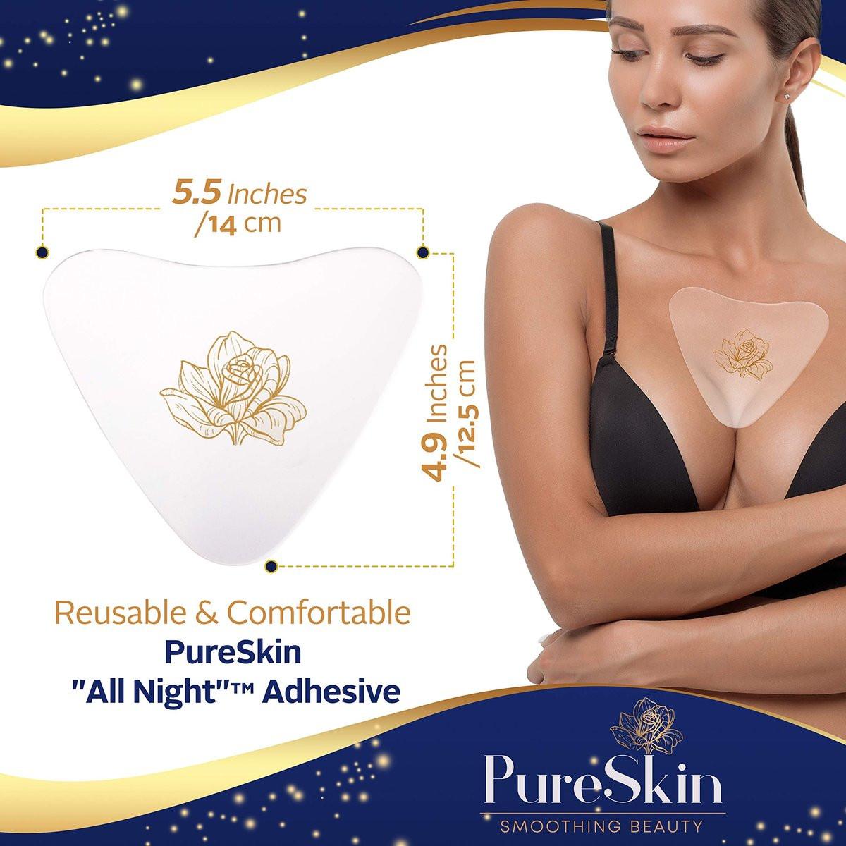 PureSkin Chest Wrinkle Pads – 3er-Pack – Dekolleté Anti-Falten Pads aus medizinischem Silikon – Wiederverwendbare Brustfaltenpflaster für die Nacht