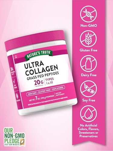 Nature's Truth Kollagenpulver | 198 g | Typ I und III | Ungesüßt | Weidehaltung, Keto-freundlich | Non-GMO & glutenfrei
