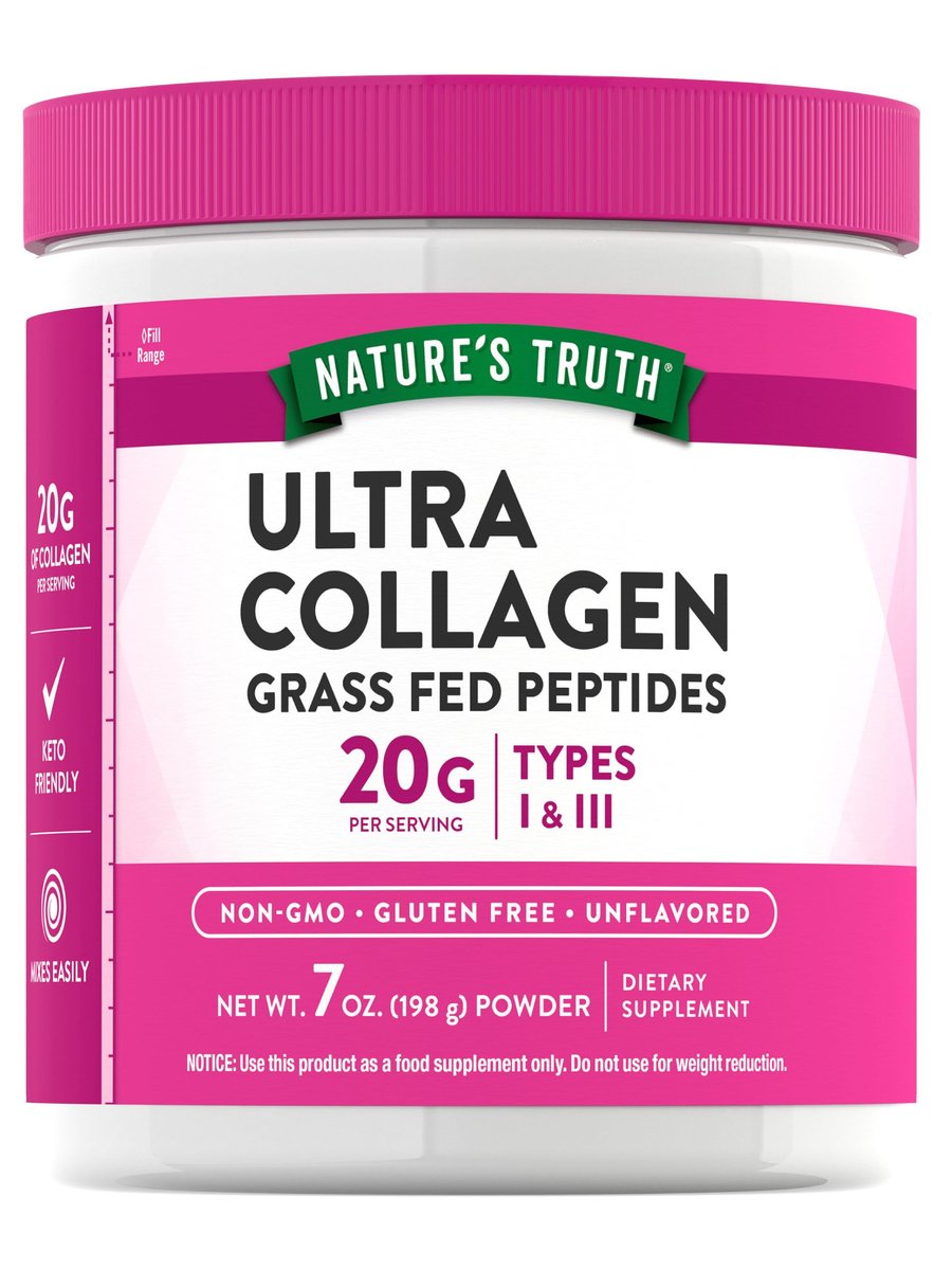 Nature's Truth Kollagenpulver | 198 g | Typ I und III | Ungesüßt | Weidehaltung, Keto-freundlich | Non-GMO & glutenfrei