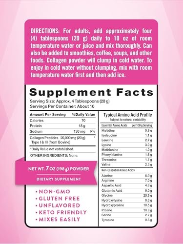 Nature's Truth Kollagenpulver | 198 g | Typ I und III | Ungesüßt | Weidehaltung, Keto-freundlich | Non-GMO & glutenfrei