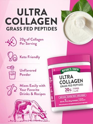 Nature's Truth Kollagenpulver | 198 g | Typ I und III | Ungesüßt | Weidehaltung, Keto-freundlich | Non-GMO & glutenfrei
