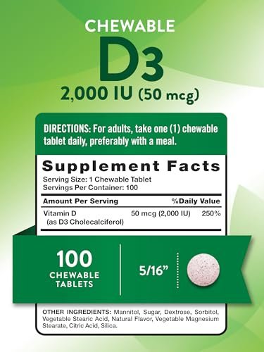 Nature's Truth Vitamin D3 2.000 IE Kautabletten – 100 Tabletten, Beerengeschmack, Vegetarisch, Nicht-GVO & Glutenfrei