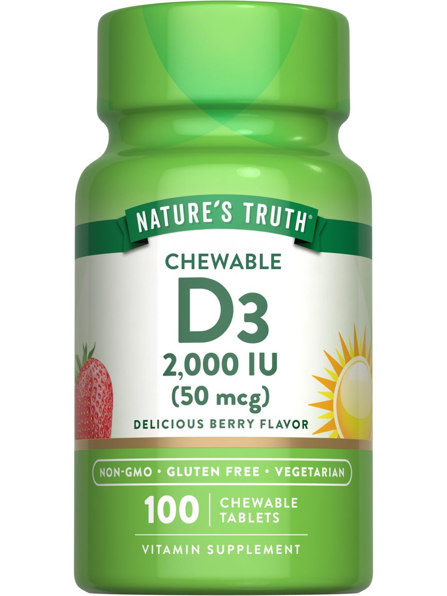 Nature's Truth Vitamin D3 2.000 IE Kautabletten – 100 Tabletten, Beerengeschmack, Vegetarisch, Nicht-GVO & Glutenfrei