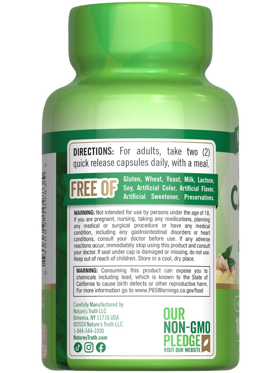 Nature's Truth Cayenne Pfeffer Kapseln | 40.000 HU | 100 Kapseln | mit Ingwerwurzel | Non-GMO & Glutenfrei