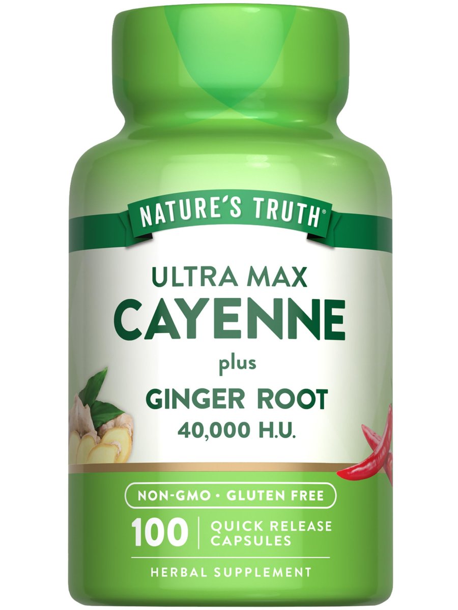 Nature's Truth Cayenne Pfeffer Kapseln | 40.000 HU | 100 Kapseln | mit Ingwerwurzel | Non-GMO & Glutenfrei