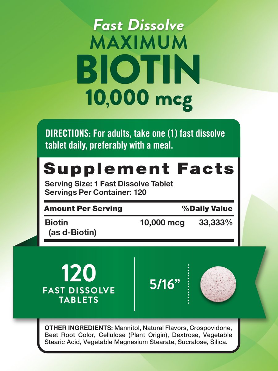 Nature's Truth Biotin 10000 mcg | 120 schnell lösliche Tabletten | Maximale Stärke | Natürlicher Beerengeschmack | Vegan, Non-GMO & Glutenfrei
