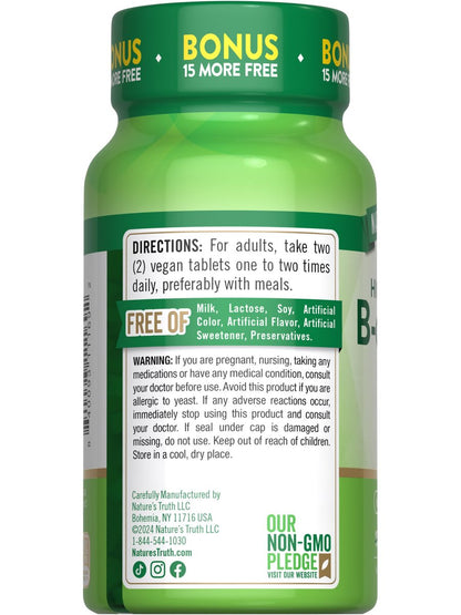 Nature's Truth Vitamin B-Komplex | 165 Tabletten | Plus B12 | Veganes & Nicht-GVO Nahrungsergänzungsmittel