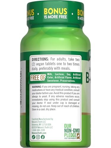 Nature's Truth Vitamin B-Komplex | 165 Tabletten | Plus B12 | Veganes & Nicht-GVO Nahrungsergänzungsmittel