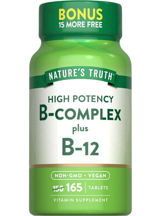 Nature's Truth Vitamin B-Komplex | 165 Tabletten | Plus B12 | Veganes & Nicht-GVO Nahrungsergänzungsmittel