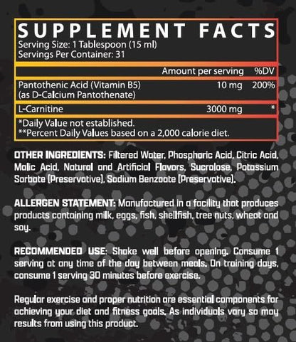 Nutrex Research Liquid Carnitine 3000 | Orange Mango | Stimulanzienfrei | 31 Portionen 473 ml