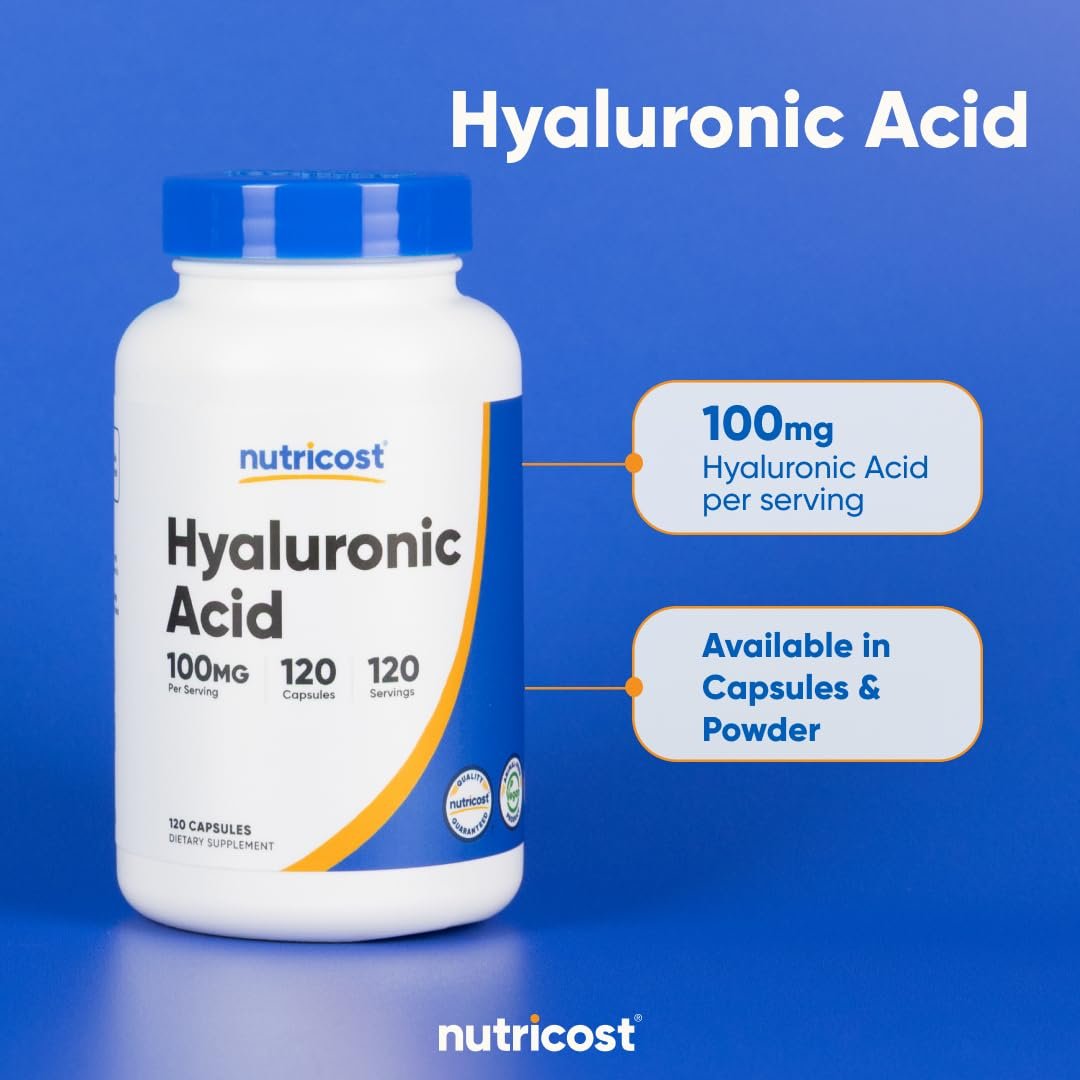 Nutricost Hyaluronsäure Kapseln 100mg, 120 vegane Kapseln - Glutenfrei, Nicht-GVO