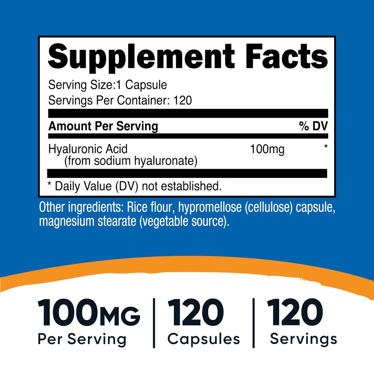 Nutricost Hyaluronsäure Kapseln 100mg, 120 vegane Kapseln - Glutenfrei, Nicht-GVO