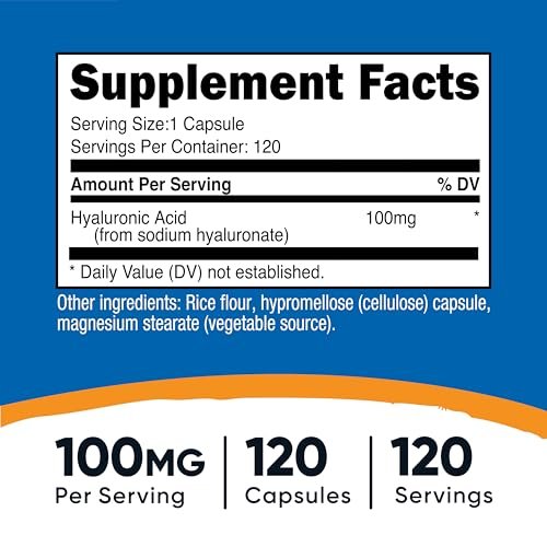 Nutricost Hyaluronsäure Kapseln 100mg, 120 vegane Kapseln - Glutenfrei, Nicht-GVO