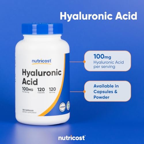 Nutricost Hyaluronsäure Kapseln 100mg, 120 vegane Kapseln - Glutenfrei, Nicht-GVO