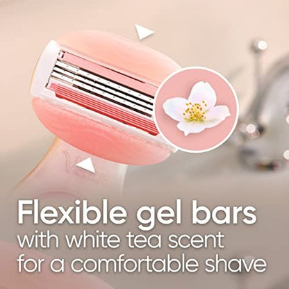 Gillette Venus Mini On The Go Damenrasierer Griff mit 3 ComfortGlide White Tea Duft Klingen Nachfüllpackungen + 1 Reiseetui