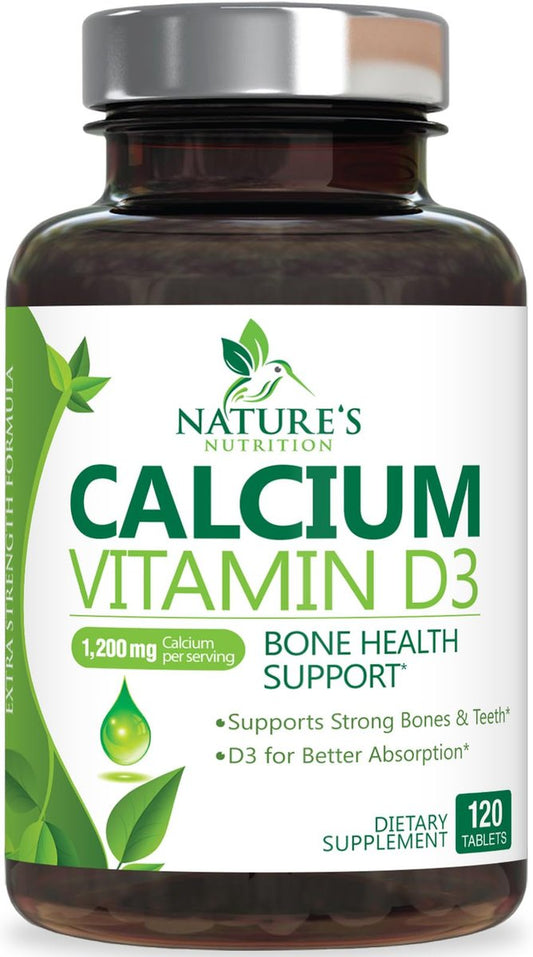 Calciumpräparat mit Vitamin D3 – 1200 mg Calcium pro Portion mit D3 für beste Absorption – Unterstützt Immunsystem, Knochen & Zähne – Nature's Calcium in den USA abgefüllt für Frauen & Männer – 120 Tabletten