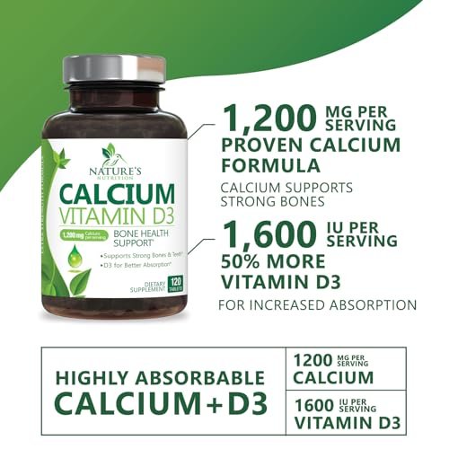 Calciumpräparat mit Vitamin D3 – 1200 mg Calcium pro Portion mit D3 für beste Absorption – Unterstützt Immunsystem, Knochen & Zähne – Nature's Calcium in den USA abgefüllt für Frauen & Männer – 120 Tabletten