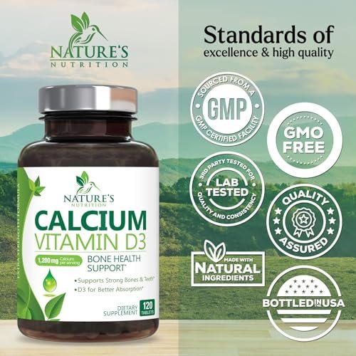 Calciumpräparat mit Vitamin D3 – 1200 mg Calcium pro Portion mit D3 für beste Absorption – Unterstützt Immunsystem, Knochen & Zähne – Nature's Calcium in den USA abgefüllt für Frauen & Männer – 120 Tabletten