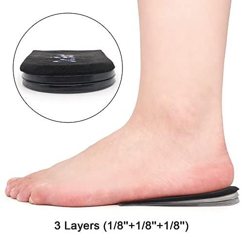 Dr.Foot Verstellbare orthopädische Fersenerhöhung Einlagen, Höhenausgleich für Beinlängendifferenz, Fersensporn, Fersenschmerzen, Sportverletzungen, Achillessehnenentzündung (Schwarz, 3 Schichten - L)