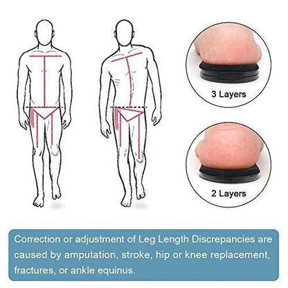 Dr.Foot Verstellbare orthopädische Fersenerhöhung Einlagen, Höhenausgleich für Beinlängendifferenz, Fersensporn, Fersenschmerzen, Sportverletzungen, Achillessehnenentzündung (Schwarz, 3 Schichten - L)