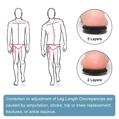 Dr.Foot Verstellbare orthopädische Fersenerhöhung Einlagen, Höhenausgleich für Beinlängendifferenz, Fersensporn, Fersenschmerzen, Sportverletzungen, Achillessehnenentzündung (Schwarz, 3 Schichten - L)