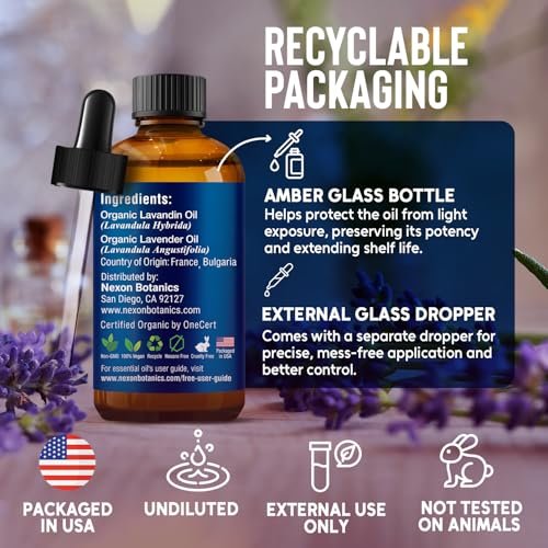 Bio-Lavendelöl 30 ml – Reines natürliches Öl für Aromatherapie, Diffuser, DIY, Kerzen- und Seifenherstellung – Nexon Botanics