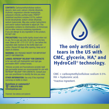 Refresh Relieva for Contacts Augentropfen für trockene Augen, 0,27 Fl Oz, steril