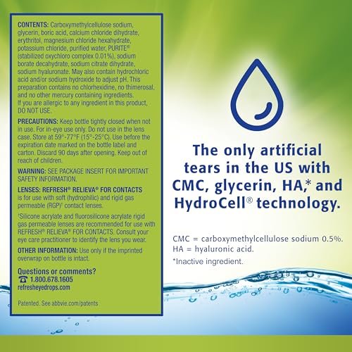 Refresh Relieva for Contacts Augentropfen für trockene Augen, 0,27 Fl Oz, steril