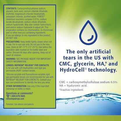 Refresh Relieva for Contacts Augentropfen für trockene Augen, 0,27 Fl Oz, steril