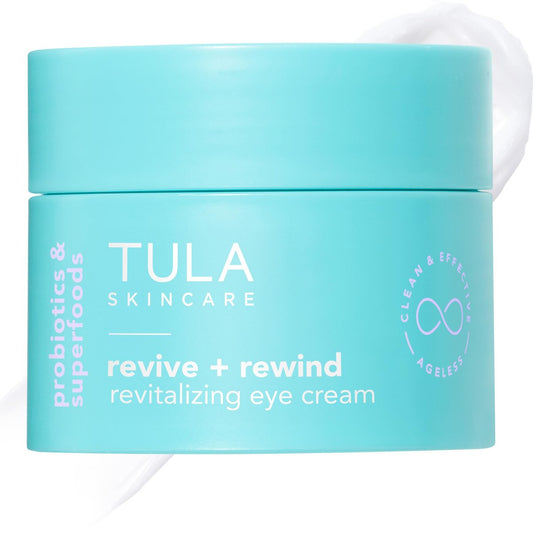 TULA Hautpflege Revive & Rewind revitalisierende Augencreme – Glättet feine Linien, dunkle Augenringe & Schwellungen, 0,5 oz
