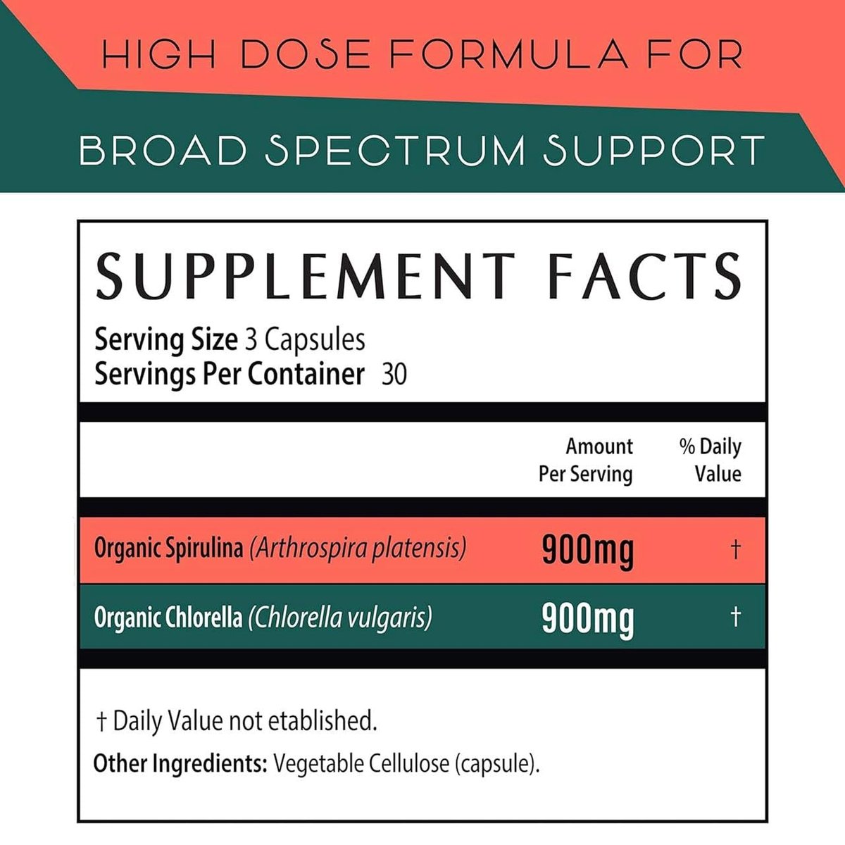 Teaveli Bio Spirulina und Chlorella Kapseln – 180 Chlorophyll Tabletten, Blaualgen Pulver Kapseln zur Unterstützung von Entgiftung, Mitochondrien & Energie – 3-fach höherer Gehalt an Spirulina/Chlorella Pulver pro Portion