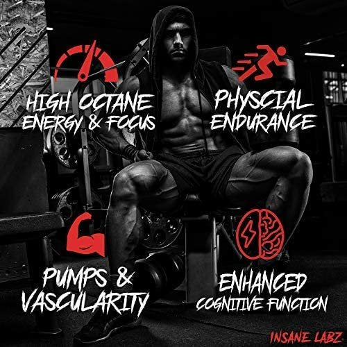 Insane Labz Psychotic Black Edition Pre-Workout Pulver – Mittlere Stimulation, Energie, Fokus, Pumps – mit Creatin, Beta Alanin, Taurin & AMPiberry – 35 Portionen (Fruchtpunsch)