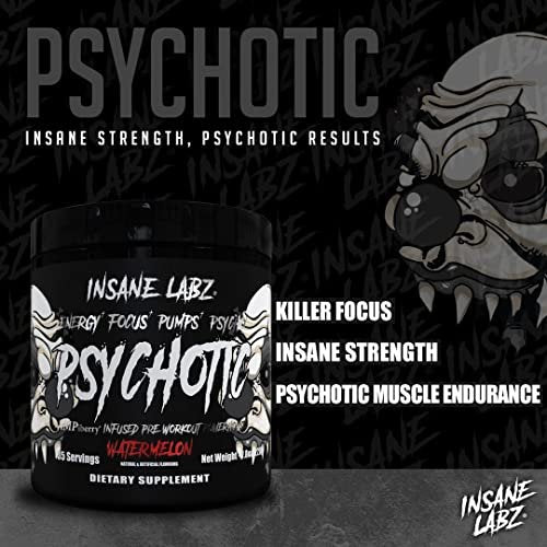 Insane Labz Psychotic Black Edition Pre-Workout Pulver – Mittlere Stimulation, Energie, Fokus, Pumps – mit Creatin, Beta Alanin, Taurin & AMPiberry – 35 Portionen (Fruchtpunsch)