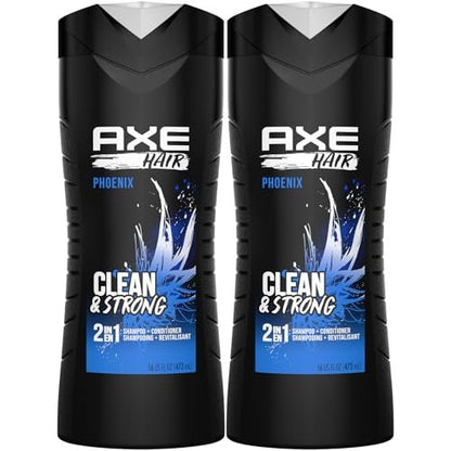 AXE Phoenix 2-in-1 Shampoo & Conditioner 2er-Pack, zerstoßene Minze & Rosmarin Duft, 2 x 473 ml