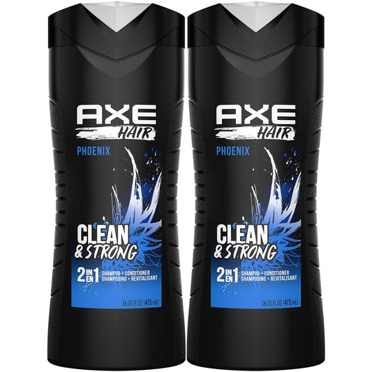 AXE Phoenix 2-in-1 Shampoo & Conditioner 2er-Pack, zerstoßene Minze & Rosmarin Duft, 2 x 473 ml