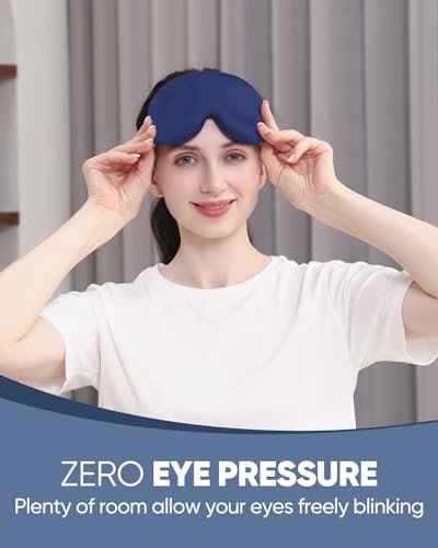 MZOO Luxus Schlafmaske für Seiten- und Rückenschläfer – 3D Memory Foam Augenmaske, Null Augendruck, Lichtblockierend, für Männer und Frauen, Blau