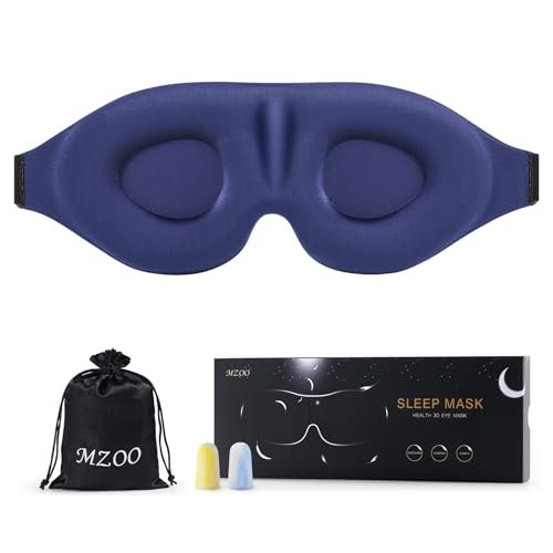 MZOO Luxus Schlafmaske für Seiten- und Rückenschläfer – 3D Memory Foam Augenmaske, Null Augendruck, Lichtblockierend, für Männer und Frauen, Blau