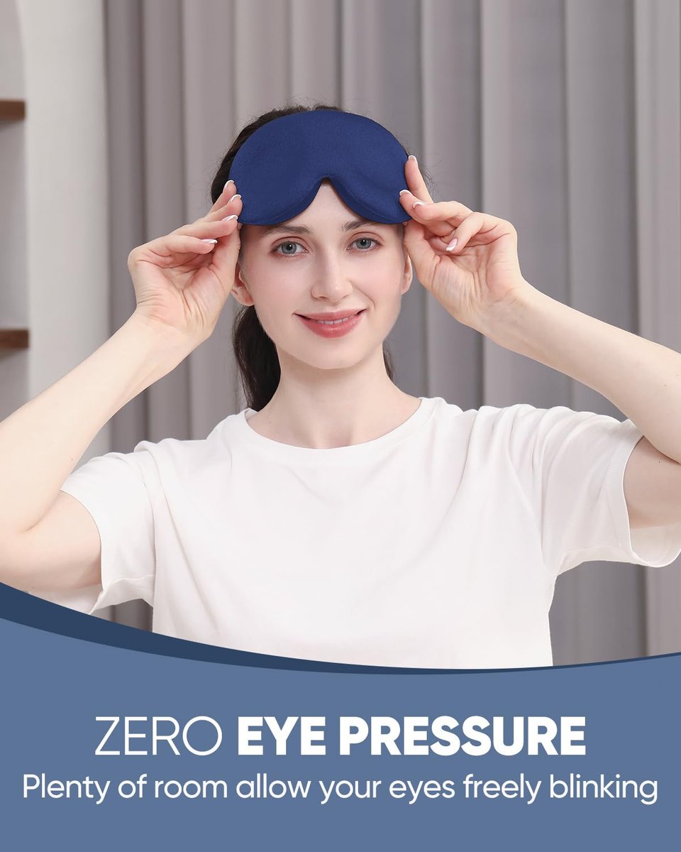 MZOO Luxus Schlafmaske für Seiten- und Rückenschläfer – 3D Memory Foam Augenmaske, Null Augendruck, Lichtblockierend, für Männer und Frauen, Blau