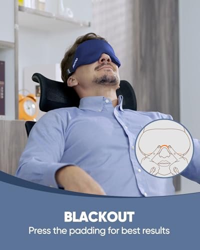 MZOO Luxus Schlafmaske für Seiten- und Rückenschläfer – 3D Memory Foam Augenmaske, Null Augendruck, Lichtblockierend, für Männer und Frauen, Blau