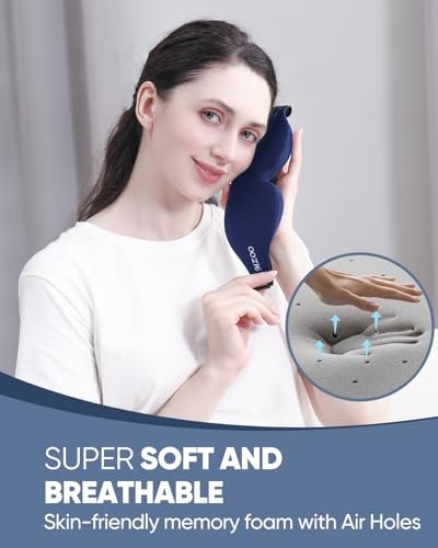 MZOO Luxus Schlafmaske für Seiten- und Rückenschläfer – 3D Memory Foam Augenmaske, Null Augendruck, Lichtblockierend, für Männer und Frauen, Blau