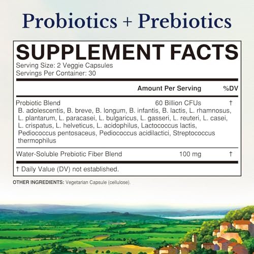 Vitalitown Probiotika + Präbiotika | 60 Milliarden KBE, 19 Stämme | 60 verzögert freisetzende vegane Kapseln | haltbar, für Verdauungs- und Immunsystem | vegan, non-GMO, ohne Milchprodukte