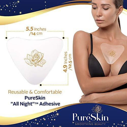PureSkin Brustfaltenschutz-Pads – 4er-Pack – Dekolleté Anti-Falten Pads | Silikonpflaster gegen Falten | Brustfalten durch Seitenschlaf | Silikon Brustpads