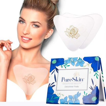 PureSkin Brustfaltenschutz-Pads – 4er-Pack – Dekolleté Anti-Falten Pads | Silikonpflaster gegen Falten | Brustfalten durch Seitenschlaf | Silikon Brustpads